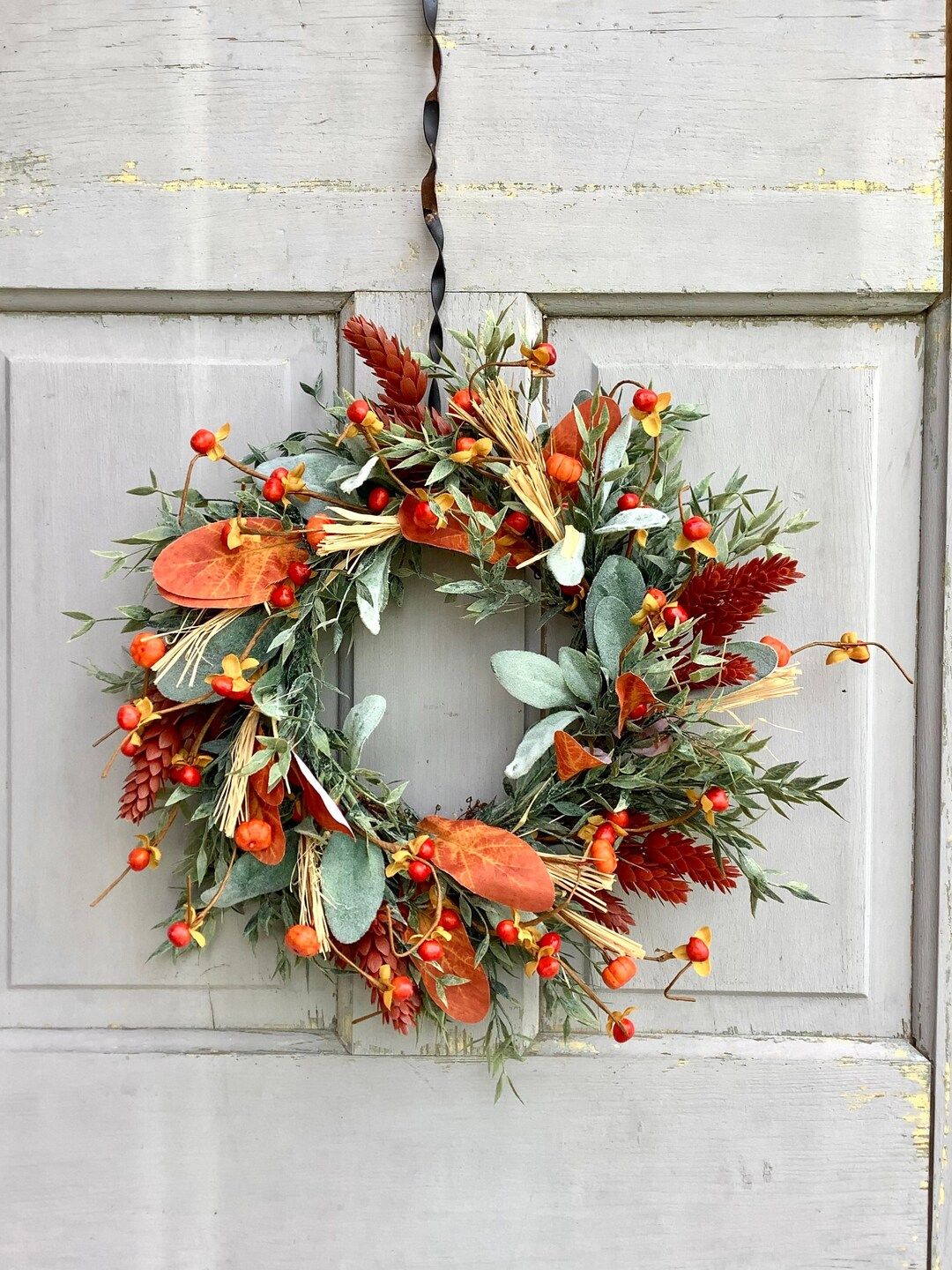 Fall Candle Wreath Fall Lambs Ear Wreath Farmhouse Accent - Etsy | Etsy (US)