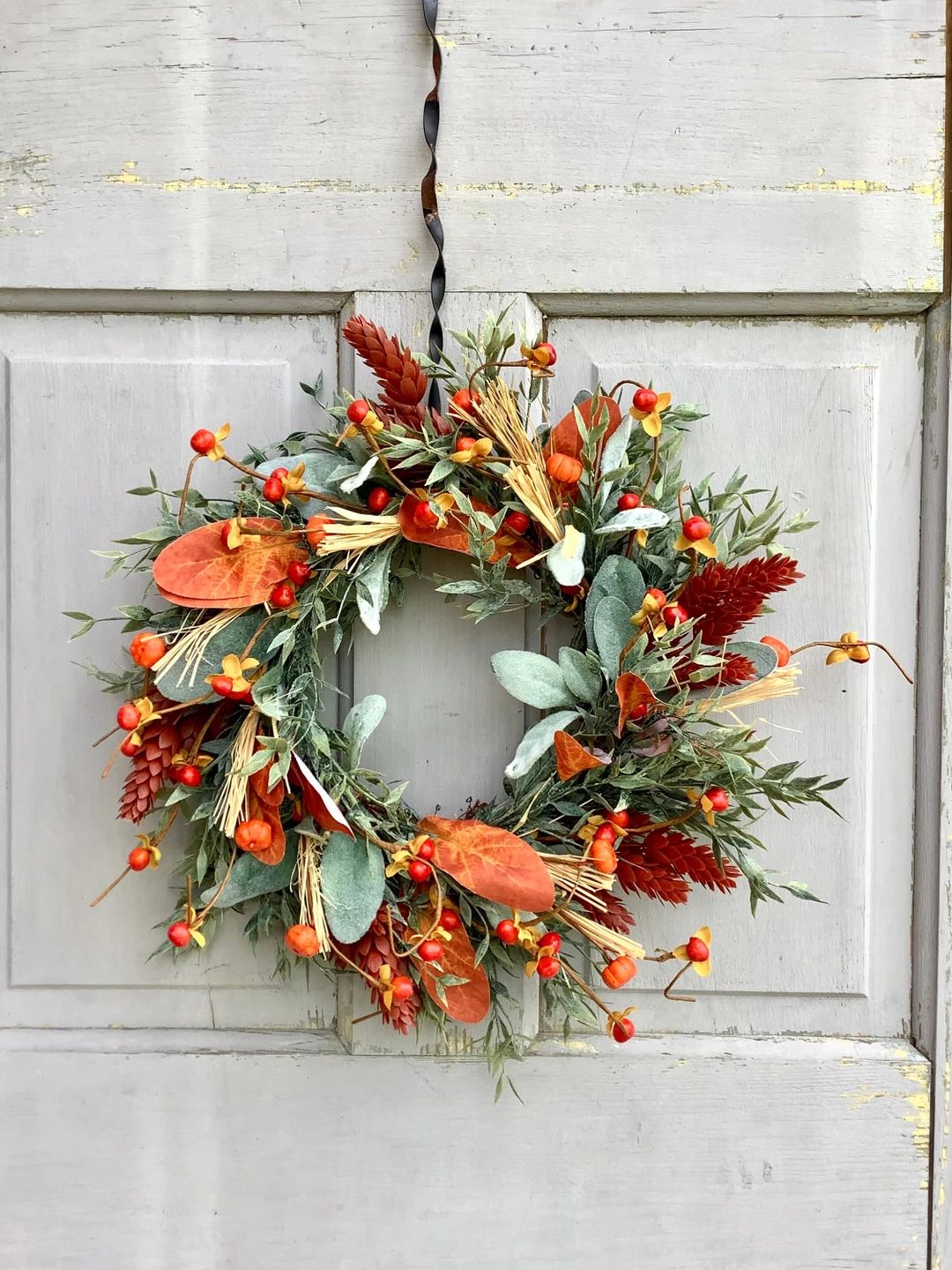 Fall Candle Wreath, Fall Lambs Ear Wreath, Farmhouse Accent, Harvest Decor, Candle Ring, Thanksgi... | Etsy (US)