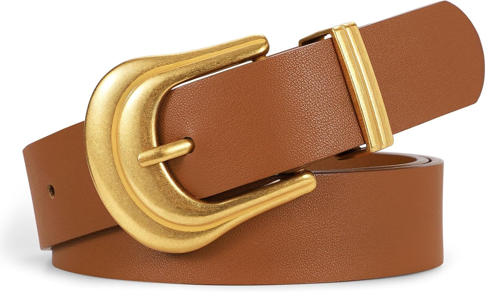 JASGOOD Women's Western Belt Vintage Black Leather Waist Belt for Pants Jeans with Gold Buckle | Amazon (US)