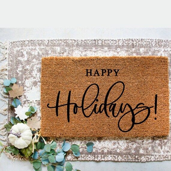 Happy Holidays Doormat, Christmas Doormat, Welcome Mat, Custom Doormat, Holiday Decor, Christmas ... | Etsy (US)