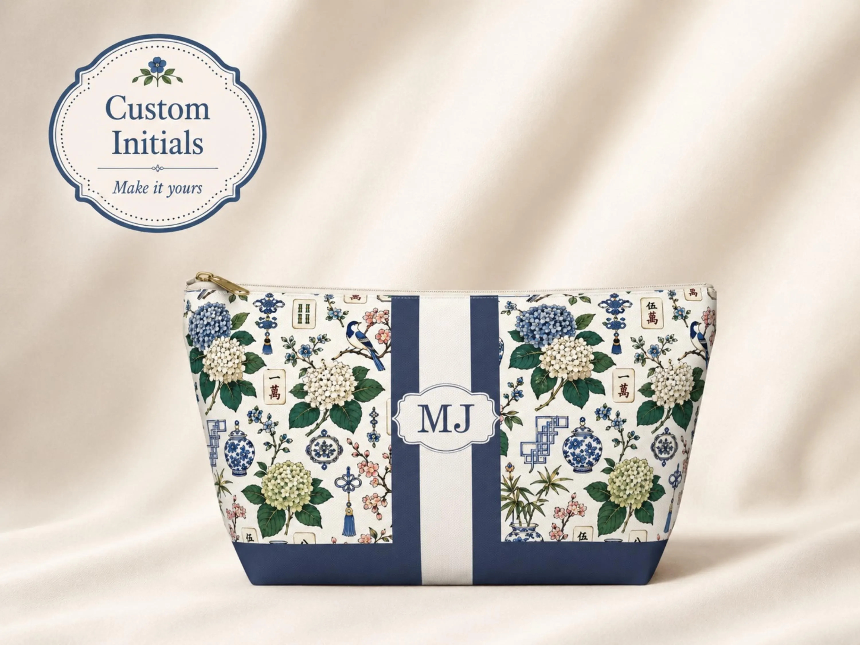 Hydrangea Pavilion Mahjong Tiles Pouch | Etsy (Global)
