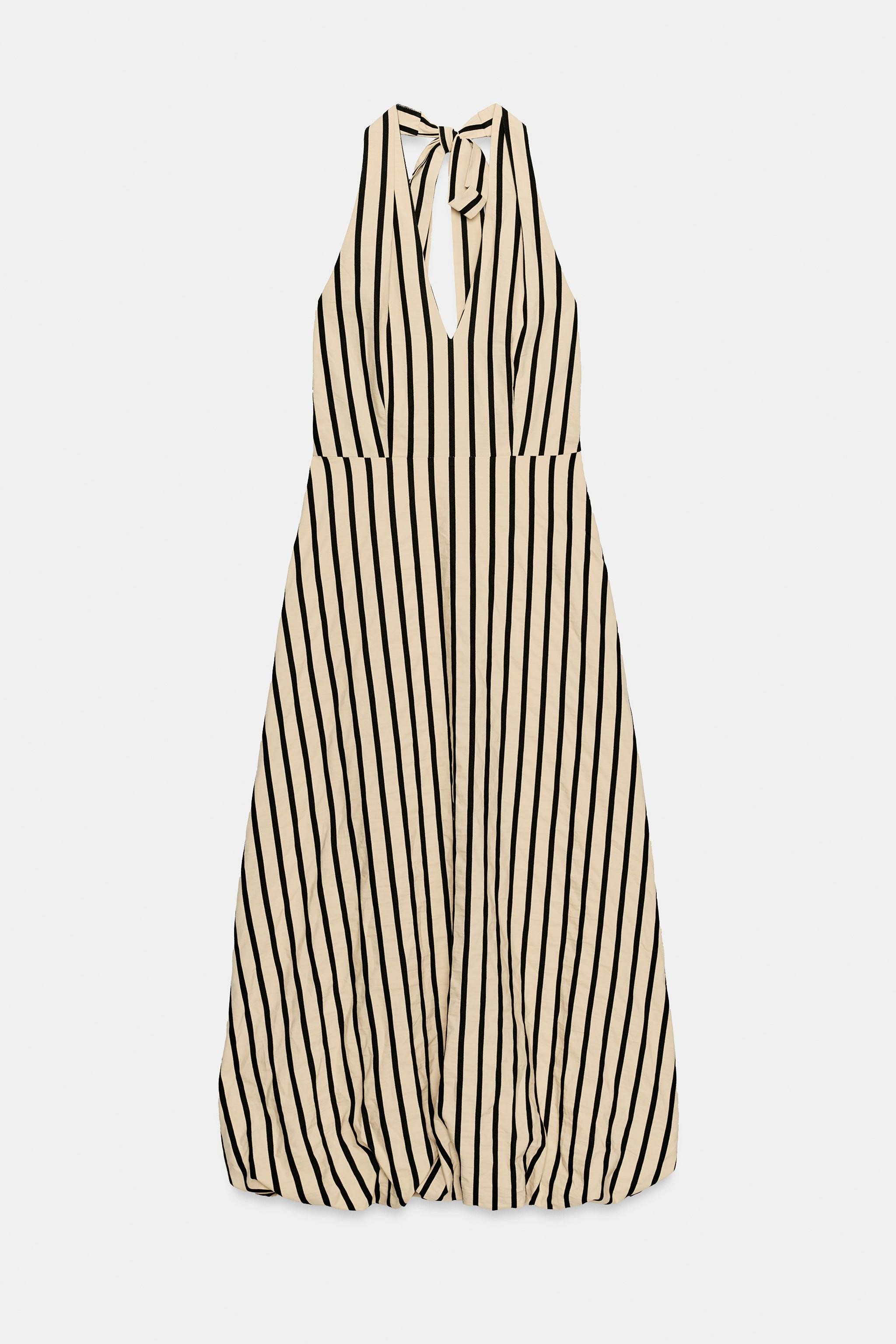 ROBE MI-LONGUE BALLON À RAYURES | Zara FR
