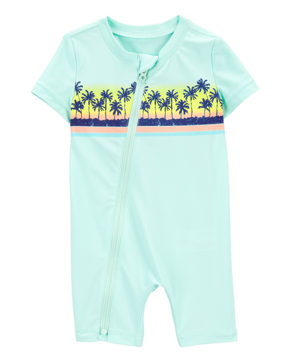 Baby 1-Piece Palm Tree Short-Sleeve Rashguard Swimsuit - Mint - OshKosh | Carter's | Carter's Inc