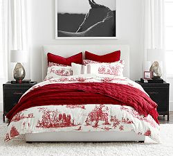 Santa Toile Organic Percale Duvet Cover | Pottery Barn (US)