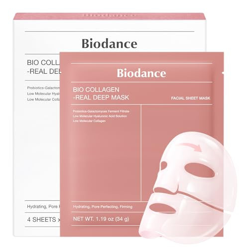 BIODANCE Bio-Collagen Real Deep Mask, Hydrating Overnight Hydrogel Face Mask, Pore Minimizing, Elasticity, Plumping, Travel Essentials & Self Care Gifts for Women, Korean Skin Care | 1.19oz(34g) x 4ea | Amazon (US)