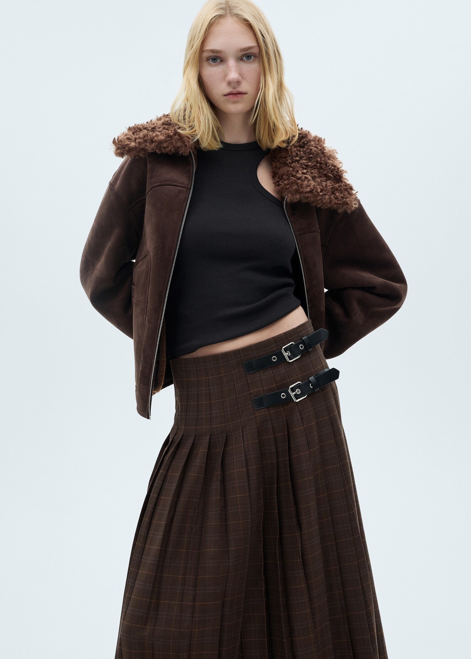 Pleated check skirt - Women | MANGO USA | Mango (US/MX/AU)