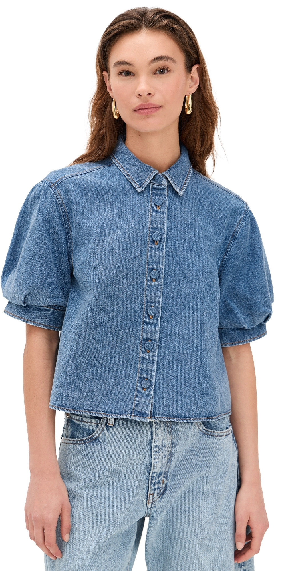 FRAME The Billow Sleeve Shirt Subtle XS | Shopbop