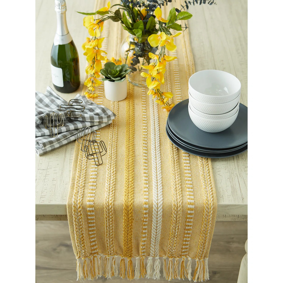 Leore Striped 100% Cotton Table Runner | Wayfair North America