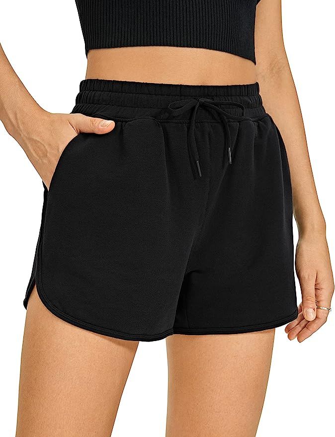 CRZ YOGA Women's Casual Sweat Shorts Athletic Summer Comfy Cotton Lounge Shorts Running Gym Jerse... | Amazon (US)