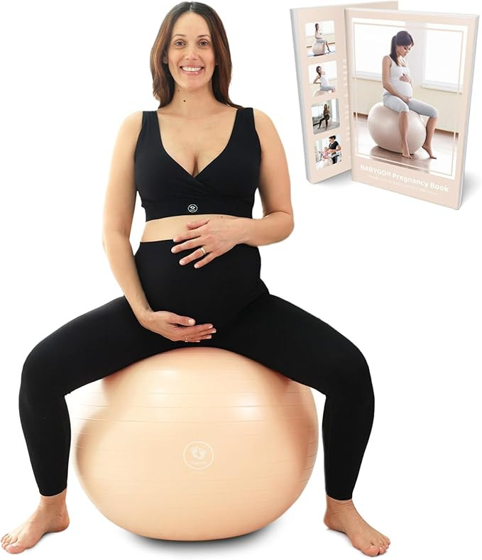 BABYGO Birthing Ball - Pregnancy Yoga Labor & Exercise Ball & Book Set Trimester Targeting, Mater... | Amazon (US)