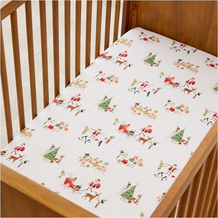 Santa's Workshop Crib Fitted Sheet | West Elm (US)