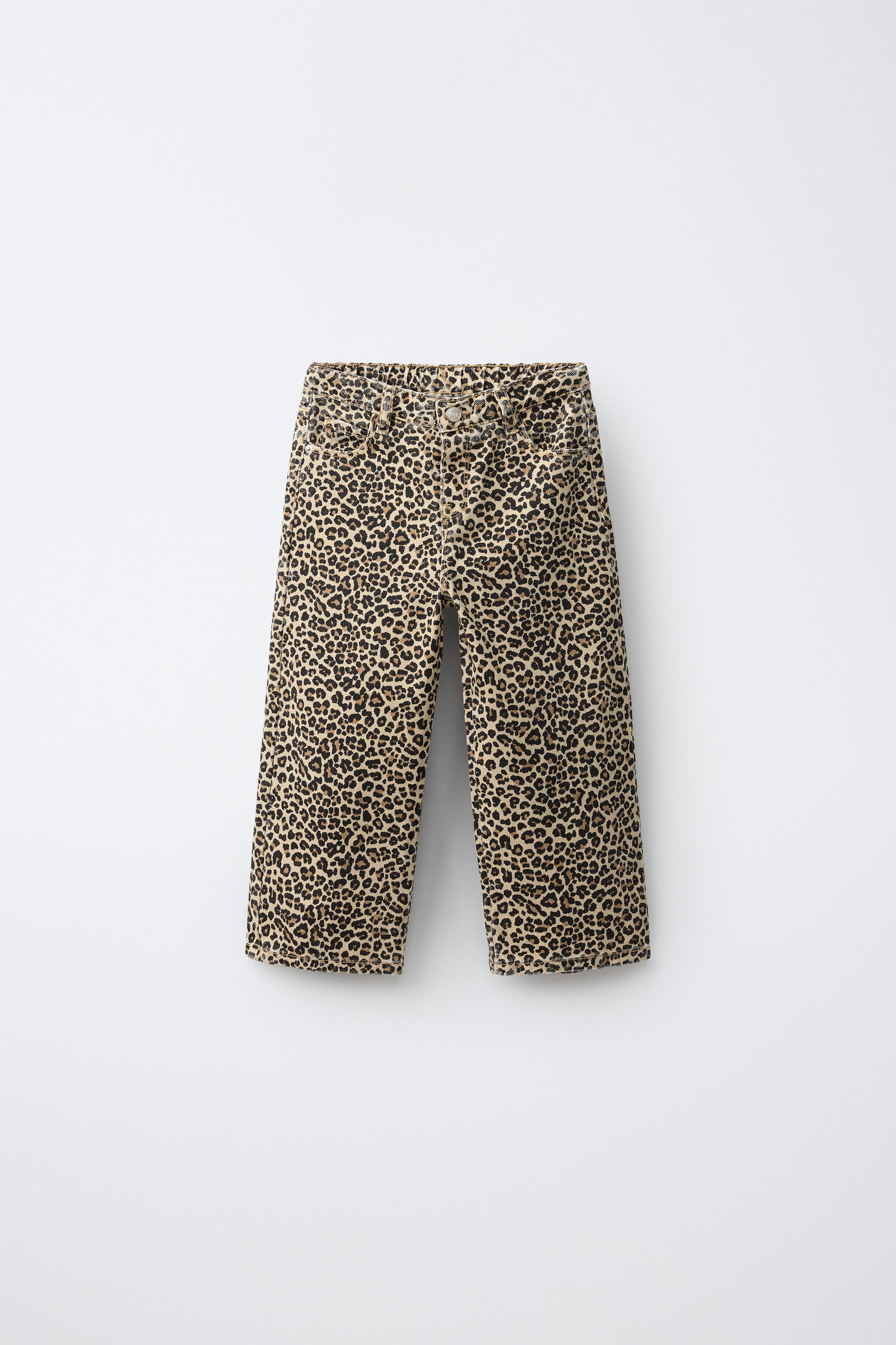 ANIMAL PRINT TWILL WIDE LEG PANTS | Zara US