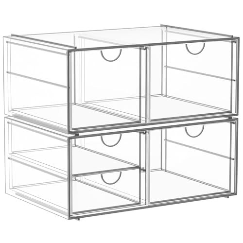 Arcylic Makeup Organzier with 5 Drawers, Clear Stackable Storage Drawers, Bathroom Countert Organizer,Plastic Storage Bins For Vanity, Cabinets, Pantry, Home Organization and Storage | Amazon (US)