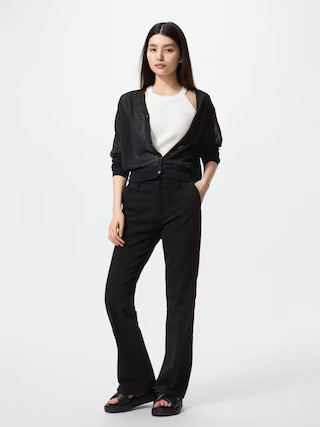 Women's Slim Flare Trouser Jeans Black 2XL UNIQLO US | UNIQLO (US)