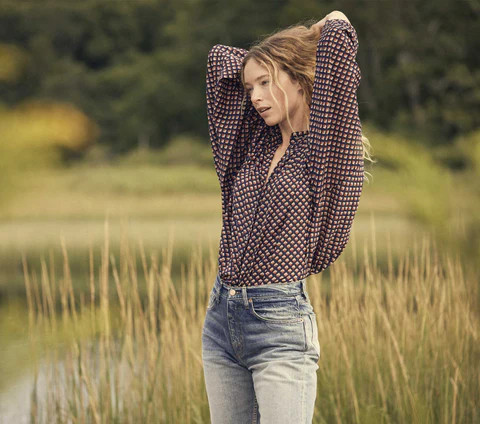 DÃEN Ojai Top -- Harbor Medallion D'arles - Size - Xl Cotton Print Button Up Floral Print Feminine  | DOEN