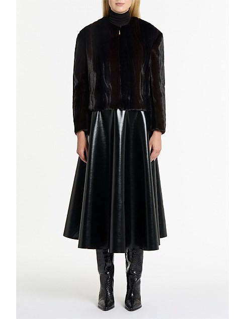 Carla Zampatti Chocolate Moray Faux Fur Jacket | David Jones | David Jones (Australia & New Zealand)