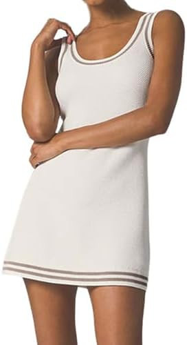 CHARTOU Women Summer Sleeveless Athletic Dress Slim Fit Flared Knit Mini Tank Dress | Amazon (US)