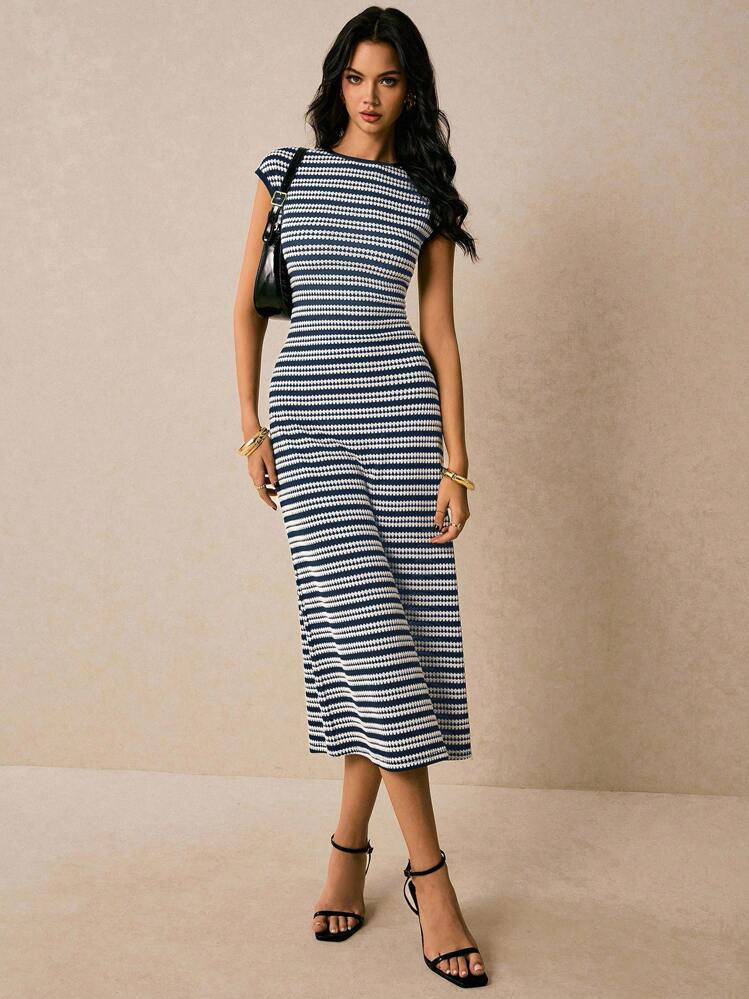 Womans Casual Commuter Striped Long Dress | SHEIN