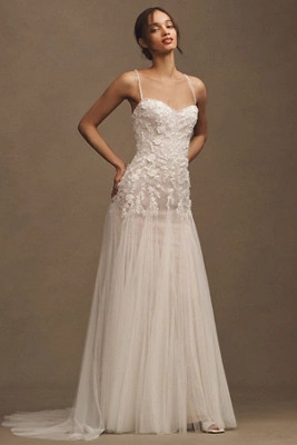 Wtoo by Watters Tia Embroidered Tulle Sweetheart A-Line Wedding Gown | Anthropologie (US)