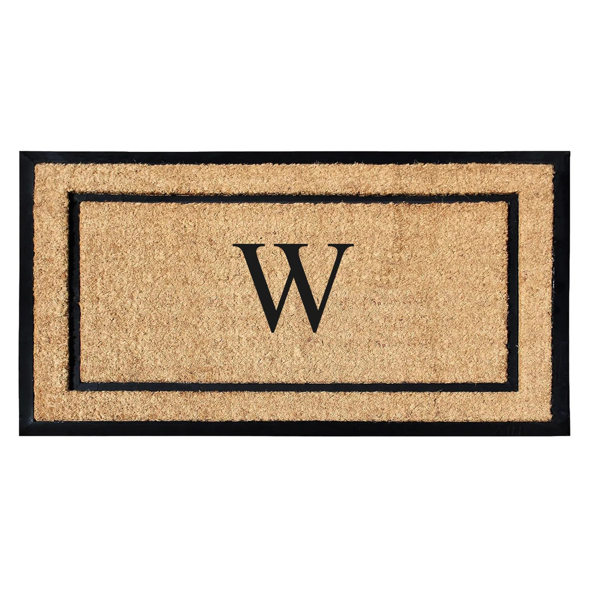 Danielian Rubber Coir Classic Border Monogrammed Doormat  24" x 48" Non-Slip Outdoor Door Mat | Wayfair North America