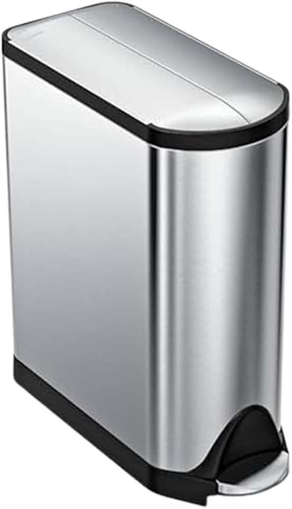 simplehuman 45 Liter / 11.9 Gallon Butterfly Lid Kitchen Step Trash Can, Brushed Stainless Steel | Amazon (US)