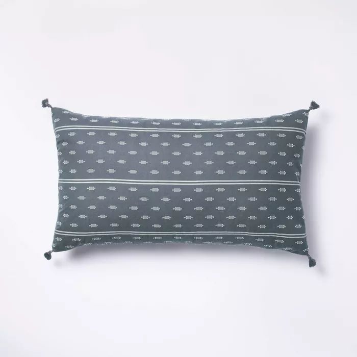 Oversized Woven Dobby Lumbar Throw Pillow Blue/Neutral - Threshold&#8482; designed with Studio Mc... | Target