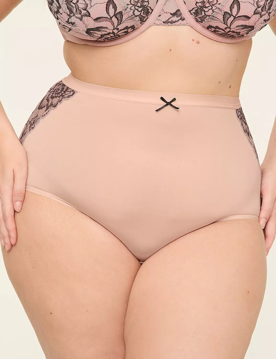 No-Show High-Waist Brief Panty With Lace | Lane Bryant (US)