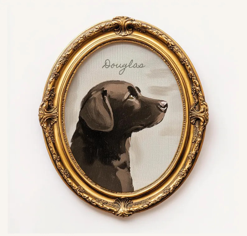 Personalized Artful Chocolate Labrador Retriever Portrait, Mini Dog Oil Painting, Brown Lab Art P... | Etsy (US)