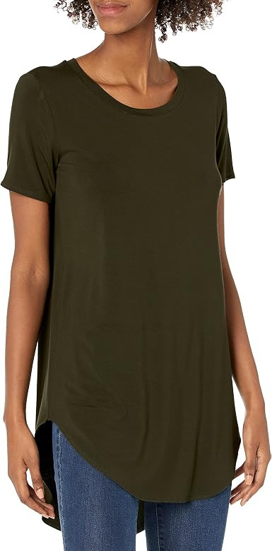 Daily Ritual Women's Jersey Short-Sleeve Open Crewneck Tunic | Amazon (US)