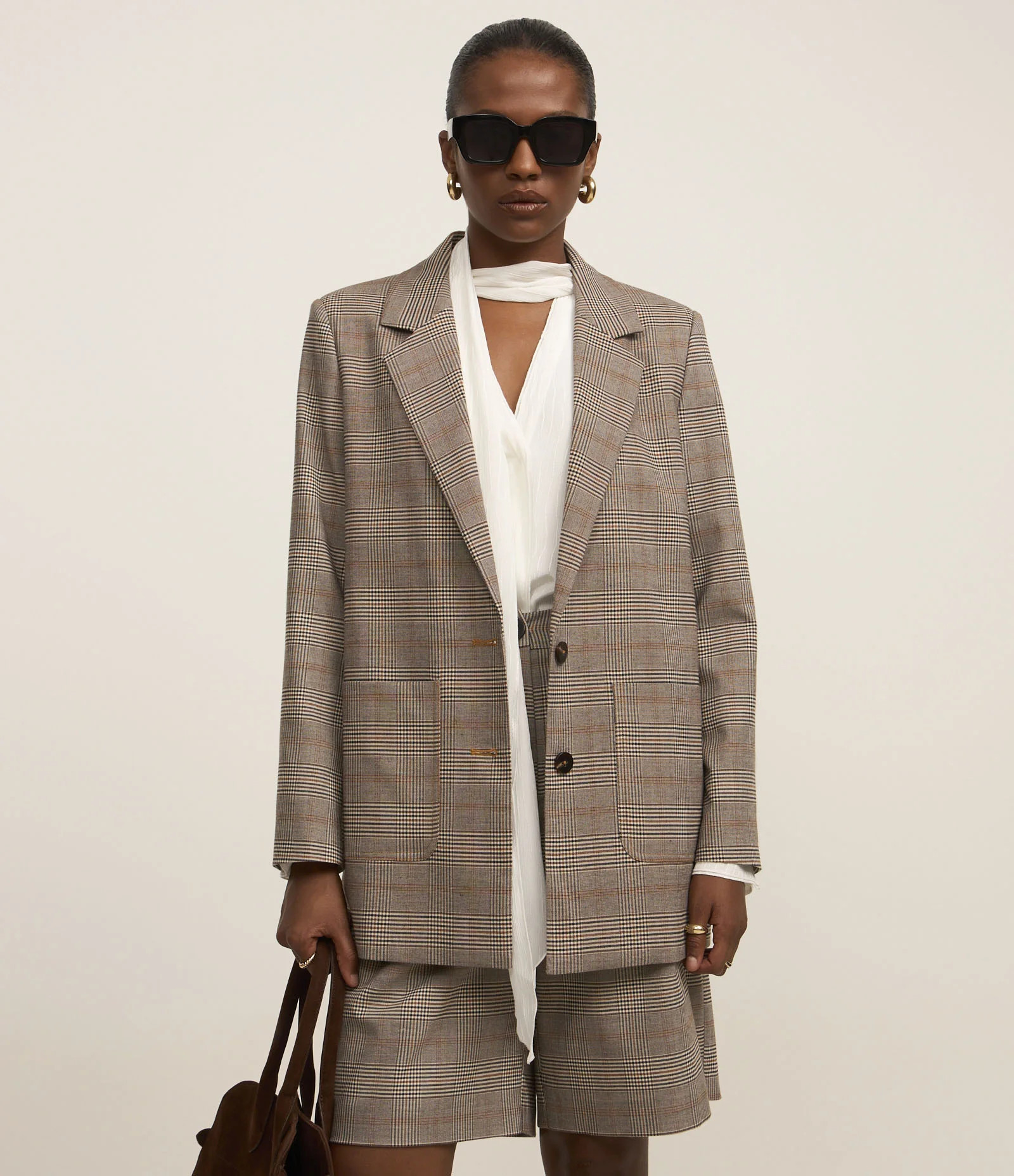 Blazer Oversized em Alfaiataria Xadrez Marrom - Lojas Renner | Renner (BR)