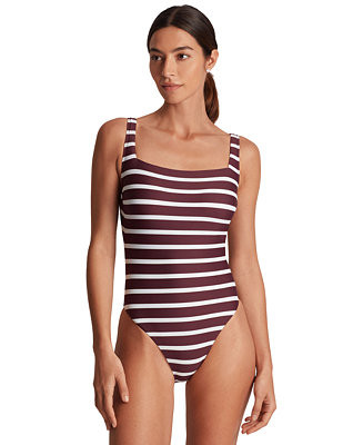 Women's Striped Low-Back One-Piece Swimsuit | Macy's