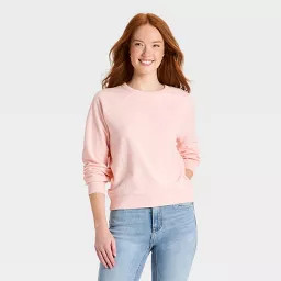 Women's Banded Raglan Pullover Sweatshirt - Universal Thread\u2122 Pink M | Target
