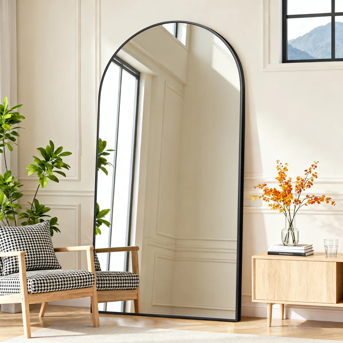 Malesha Large Modern Full Length Arched Aluminum Alloy Framed Floor Mirror | Wayfair North America