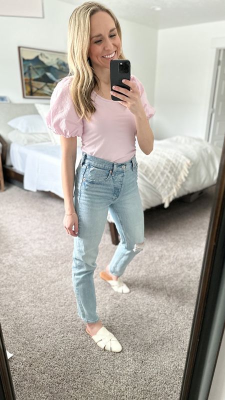 The perfect mules form Walmart! 

Paired with this darling basic shirt, with cute sleeve detail from Old Navy.

And my very FAVORITE, perfect jeans from Gap.

Top: TTS

Jeans: TTS

Mules: TTS- or you could size up half a size, depending on how you like the fit. 

#LTKFind #LTKfit #LTKunder100