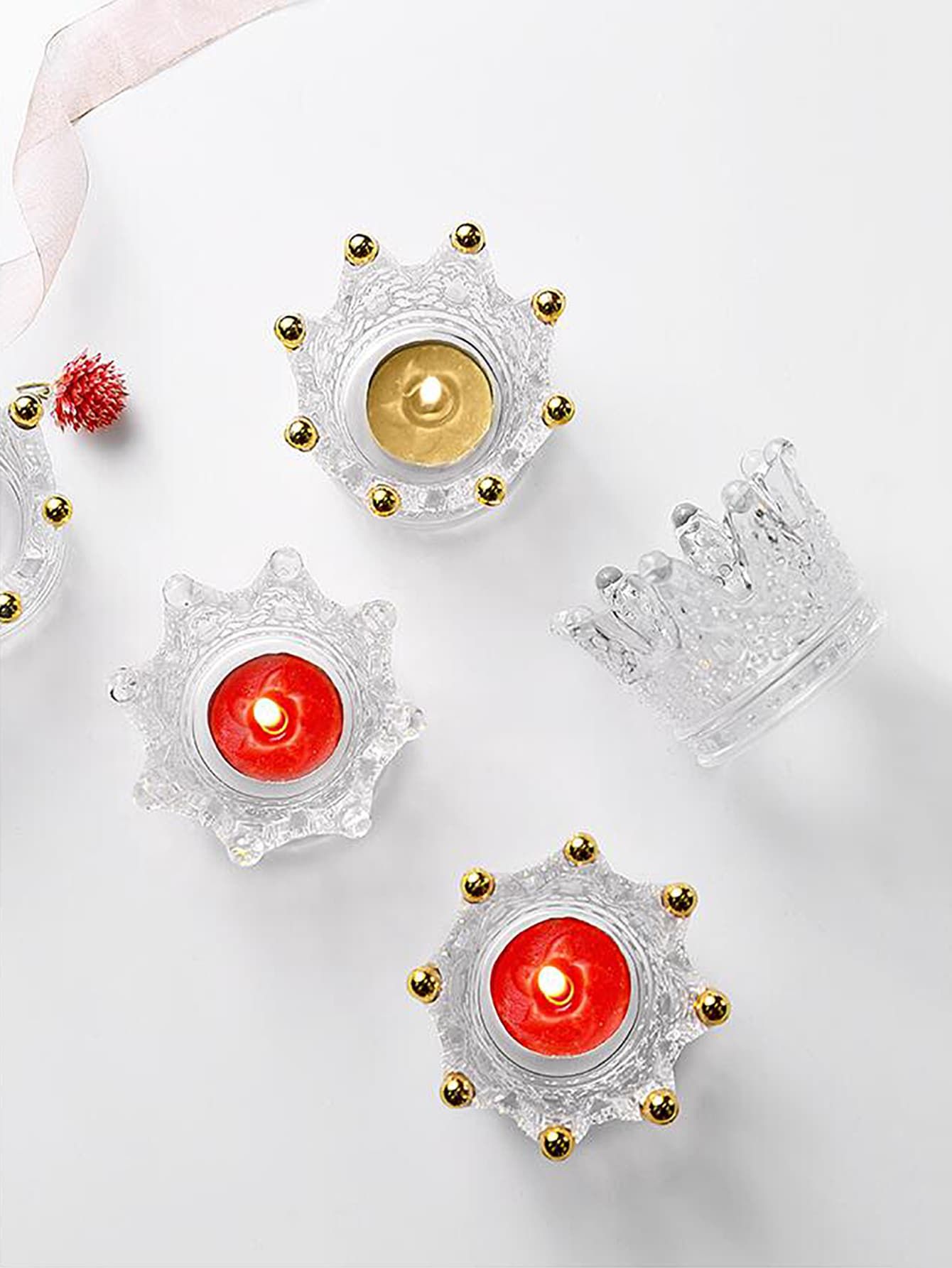 1pc Crown Design Clear Candle Holder | SHEIN