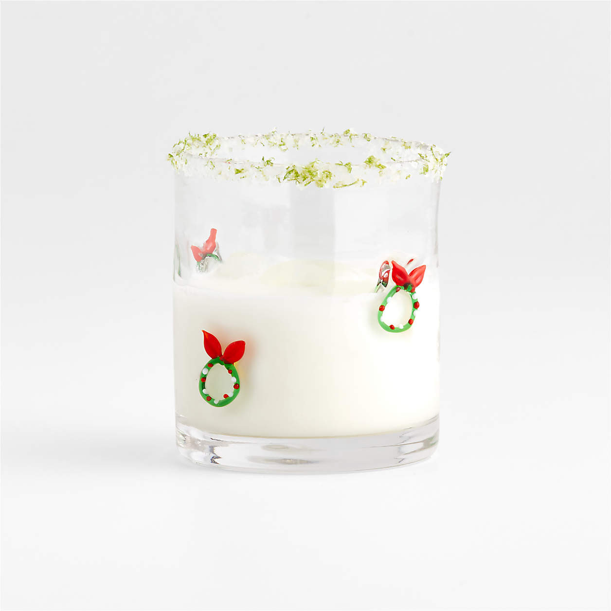 Holiday Wreath Icon 15-oz. Double Old-Fashioned Glass + Reviews | Crate & Barrel | Crate & Barrel