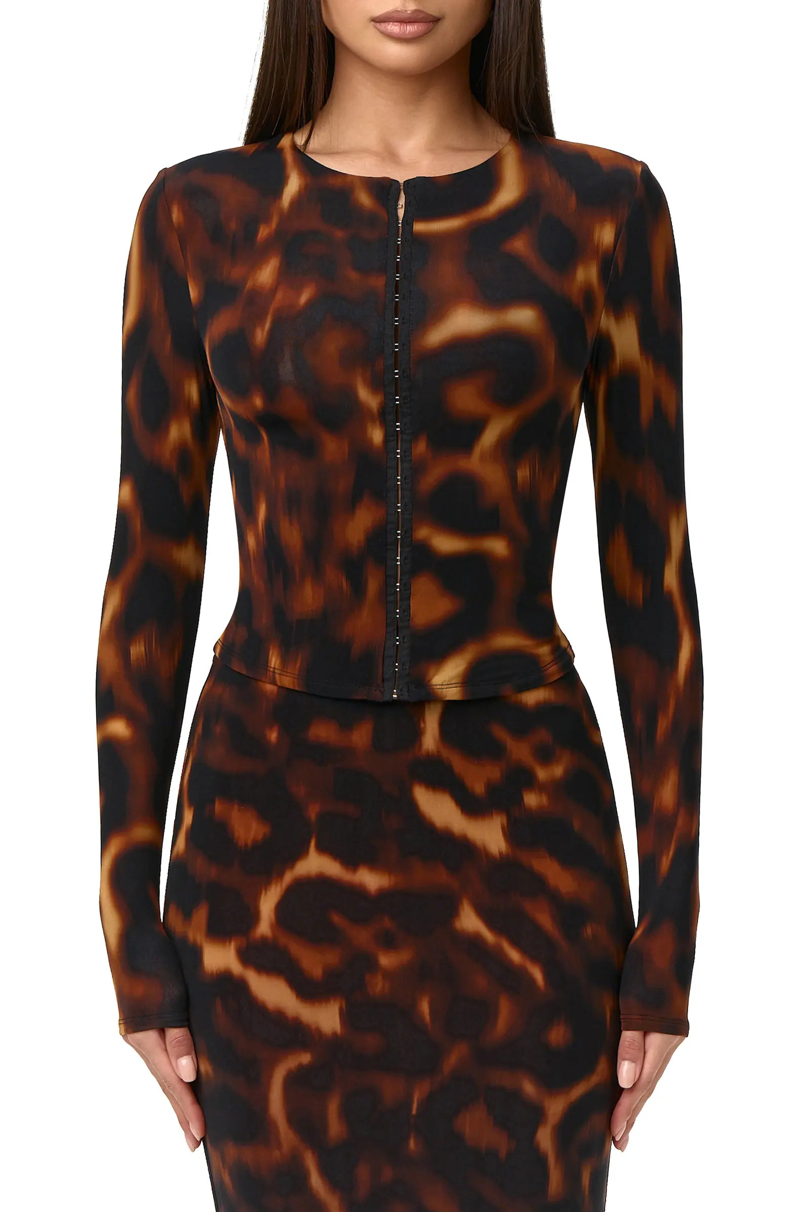 Tortoiseshell Print Long Sleeve Cardigan | Nordstrom