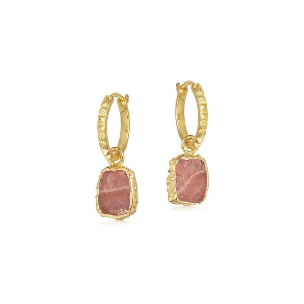 Rhodochrosite Gold Mini Pyramid Charm Hoops | Missoma
