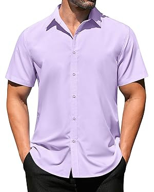 COOFANDY Men's Casual Dress Shirts Short Sleeve Wrinkle Free Casual Button Down Shirts | Amazon (US)