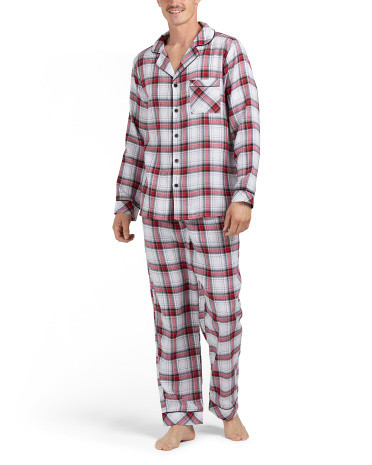 Men's 2pc Holiday Plaid Notch Collar Pajama Set | TJ Maxx