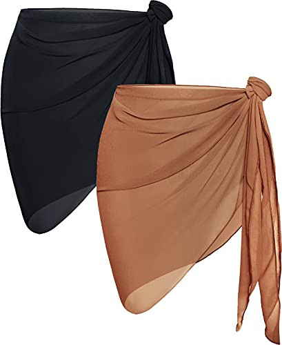 2 Pieces Women Beach Sarong Bathing Suit Wrap Skirt Sheer Bikini Swimsuit Cover Ups for Swimwear ... | Amazon (US)
