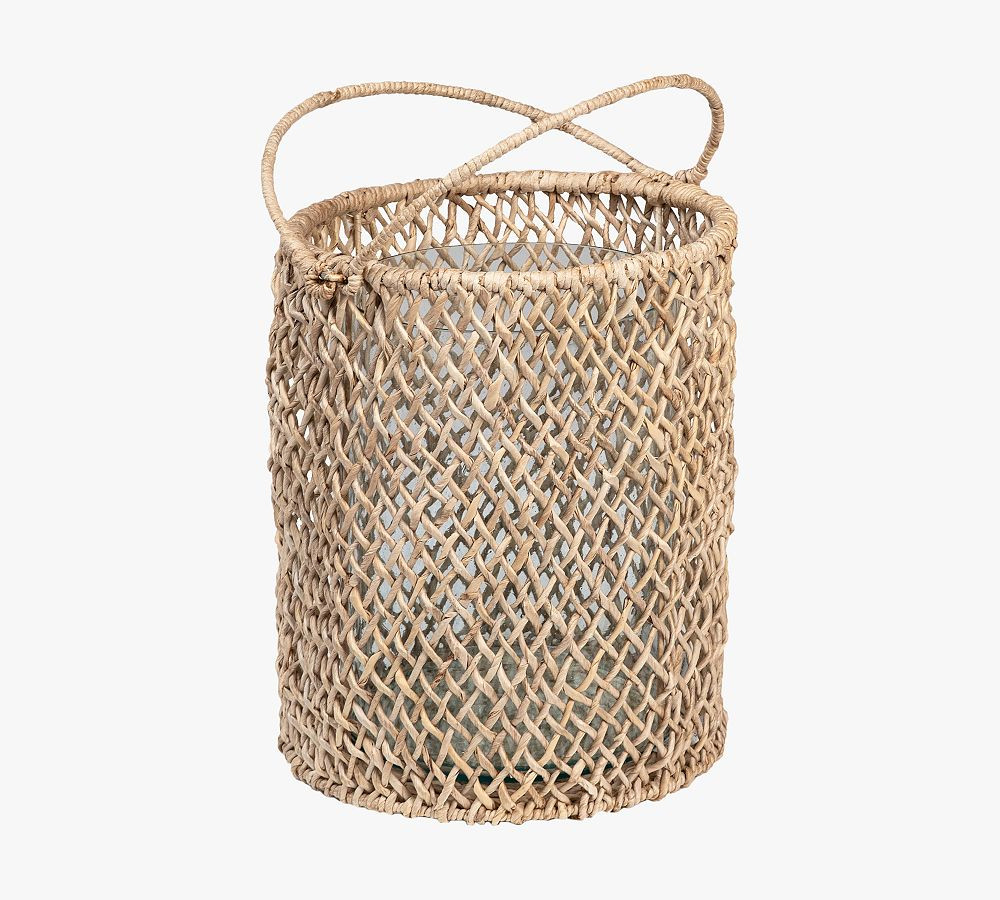 Cati Abaca Hurricane Candleholders - Set of 2 | Pottery Barn (US)