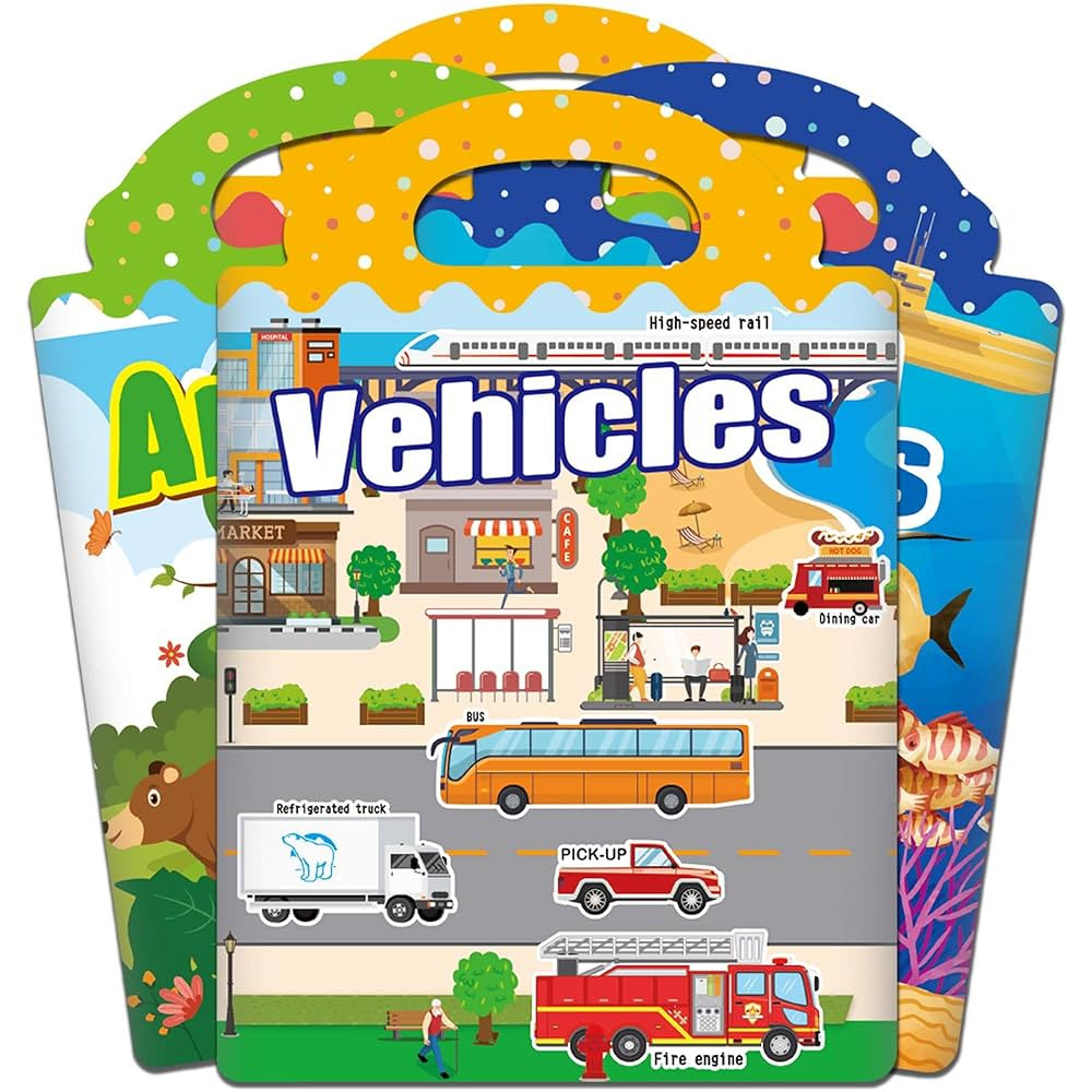 4 Sets Sticker Books for Toddlers 2-4 Years, Jelly Reusable Sticker Book for Kids, Toddler Airpla... | Amazon (US)