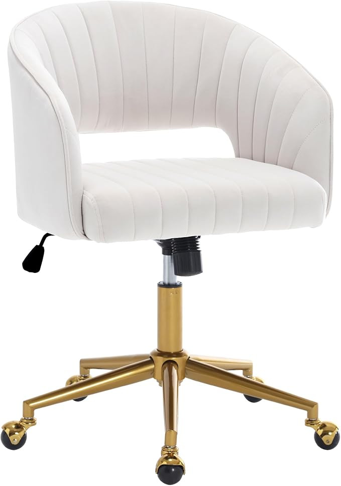 Home Office Swivel Desk Chair, Modern Velvet Vanity Chair, Height Adjustable Armchair with Gold B... | Amazon (US)