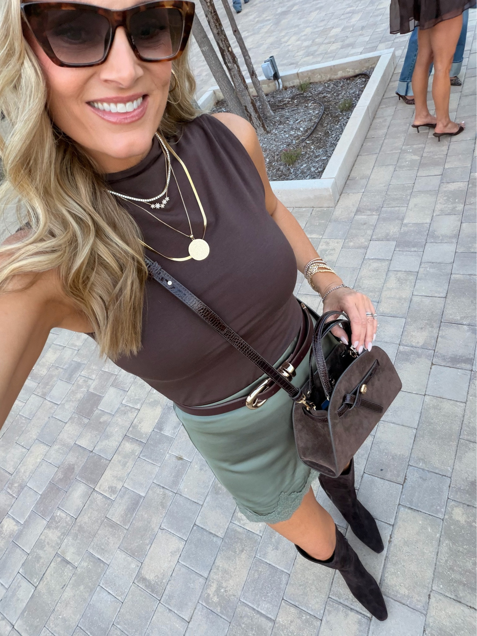 20% off my Abercrombie look. Obsessed with this satin skirt with building shorts wearing a small this cute countertop also has a built-in bra.

#LTKootd #LTKCon #LTKOver40