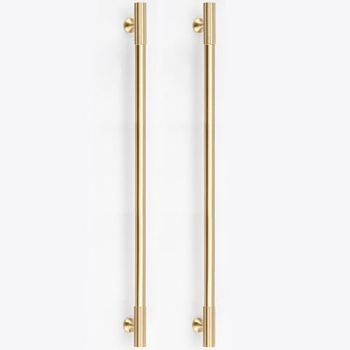 RZDEAL 2pcs Solid Brass Gold Cabinet Pulls, 12-3/5Inch Hole Centers for Kitchen Cupboard Handles Modern Drawer Dresser Pulls Bathroom Brushed Brass Cabinet Pulls Wardrobe Door Handles | Amazon (US)
