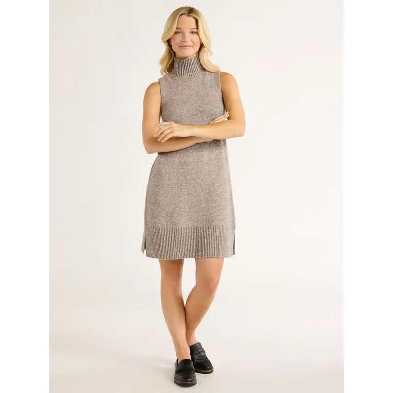 Free Assembly Women’s Sleeveless Turtleneck Sweater Mini Dress, Sizes XS-XXL | Walmart (US)