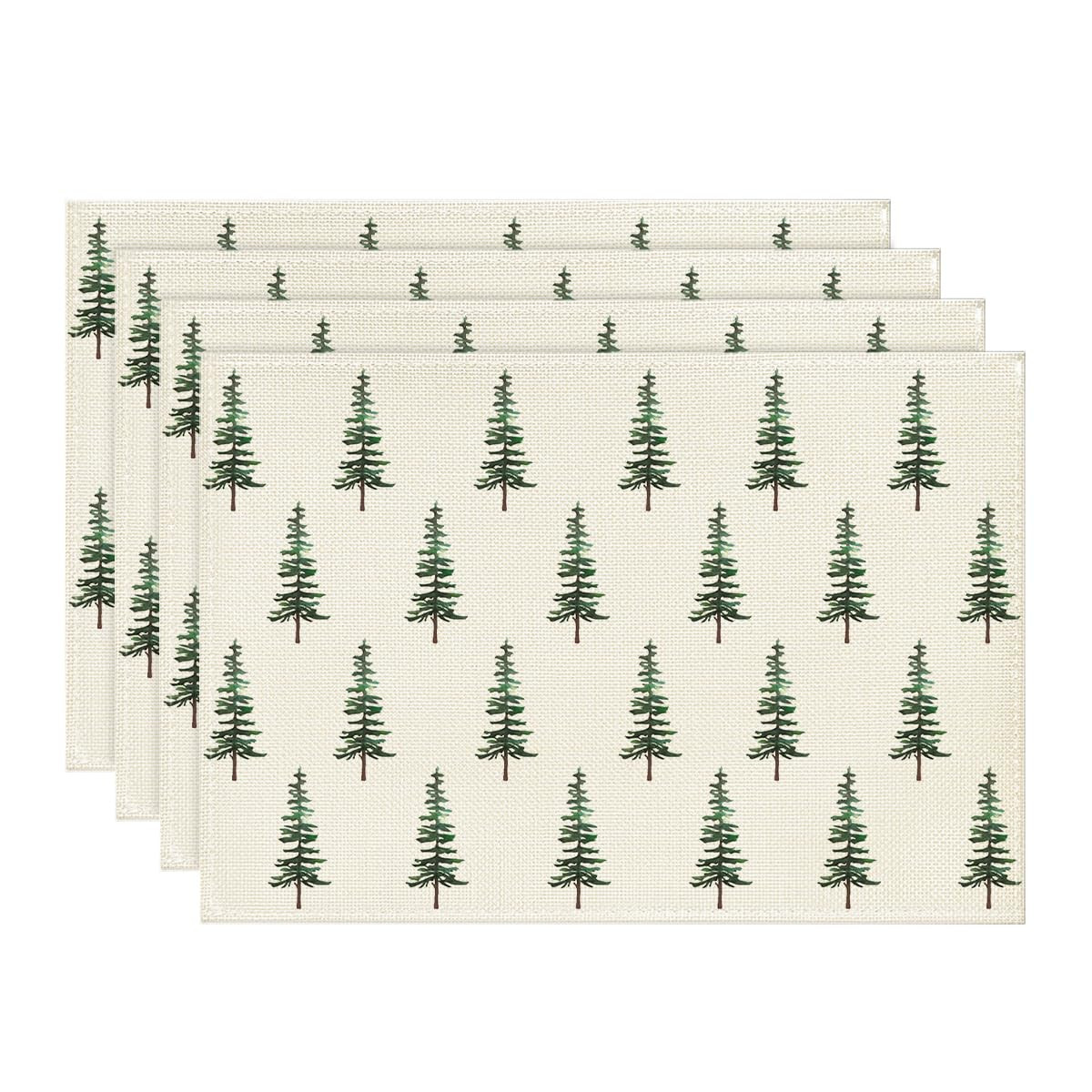 Artoid Mode Green Xmas Pine Christmas Placemats Set of 4, 12x18 Inch Seasonal Christmas Table Mat... | Amazon (US)
