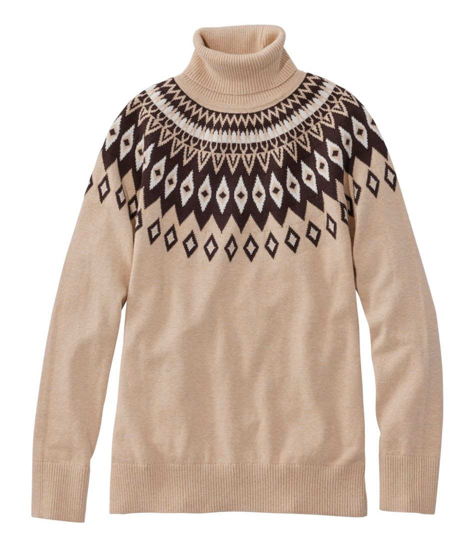 Women's Cotton/Cashmere Sweater, Turtleneck Fair Isle | L.L. Bean