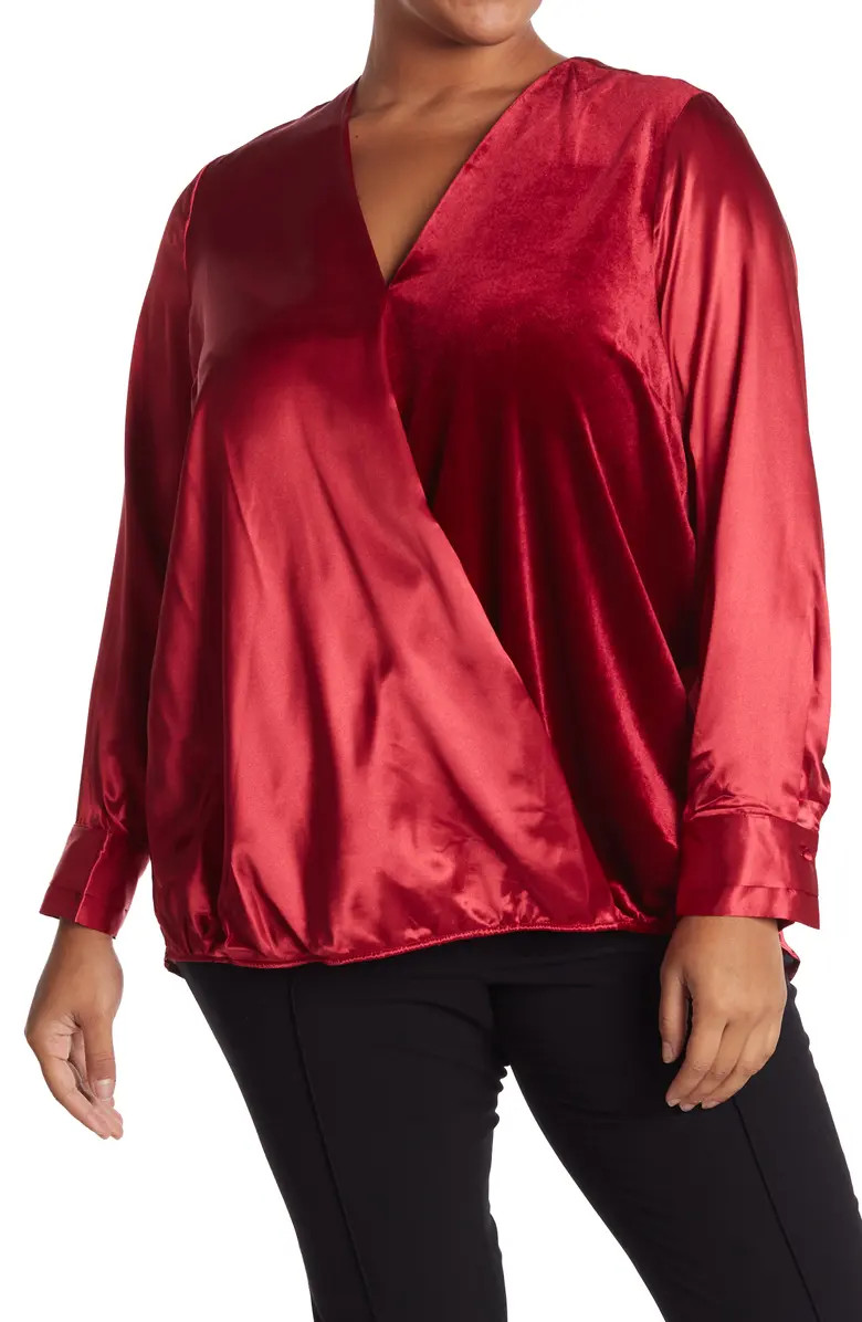 PLEIONE Charmuese Satin Wrap Blouse | Nordstromrack | Nordstrom Rack